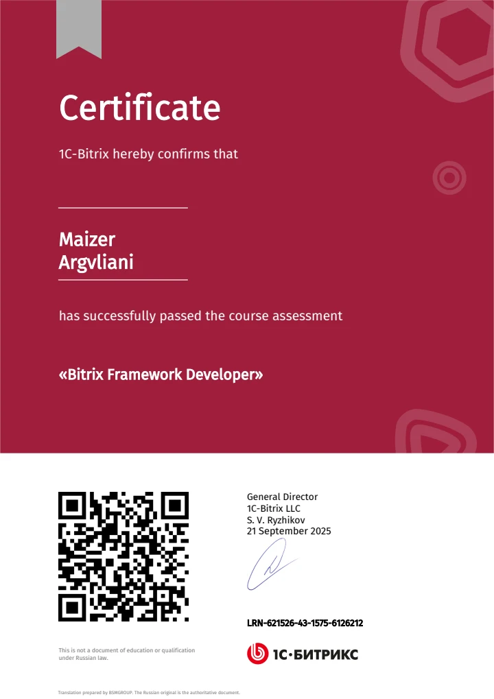 Bitrix Framework Developer